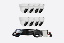 Load image into Gallery viewer, Full HD 2MP Cameras Combo KIT 8 Channel Full HD DVR + 8 Dome Cameras + 1 TB Hard Disc + Wire Roll + Supply &amp; All Required connectors - CCTV Bundle 1
