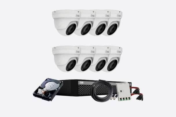 Full HD 2MP Cameras Combo KIT 8 Channel Full HD DVR + 8 Dome Cameras + 1 TB Hard Disc + Wire Roll + Supply & All Required connectors - CCTV Bundle 1