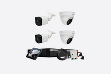 Load image into Gallery viewer, Full HD 2MP Cameras Combo KIT 4 Channel Full HD DVR + 2 Dome Cameras + 2 Bullet Cameras + 1 TB Hard Disc + Wire Roll + Supply &amp; All Required connectors - CCTV Bundle 4
