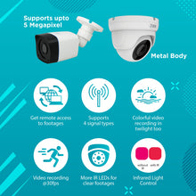 Load image into Gallery viewer, Full HD 2MP Cameras Combo KIT 4 Channel Full HD DVR + 2 Dome Cameras + 2 Bullet Cameras + 1 TB Hard Disc + Wire Roll + Supply &amp; All Required connectors - CCTV Bundle 4
