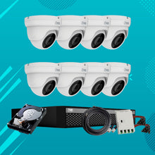 Load image into Gallery viewer, Full HD 2MP Cameras Combo KIT 8 Channel Full HD DVR + 8 Dome Cameras + 1 TB Hard Disc + Wire Roll + Supply &amp; All Required connectors - CCTV Bundle 1
